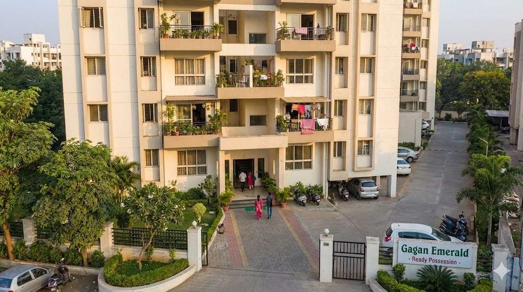 ready to move 3 bhk in chinchwad showing completed residential apartment building