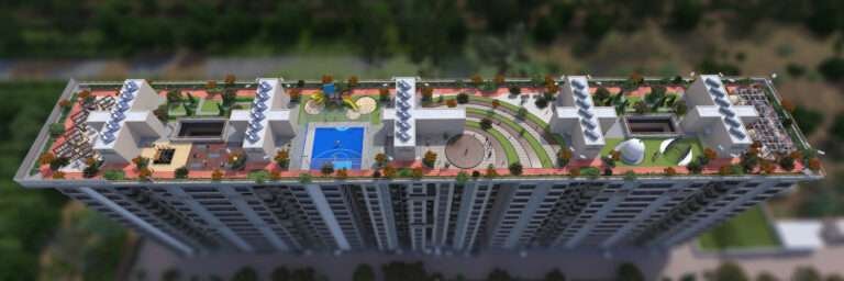 Modern living room interior of a 3 BHK flat at Panoreeva Chinchwad featuring spacious layout and elegant finishes.