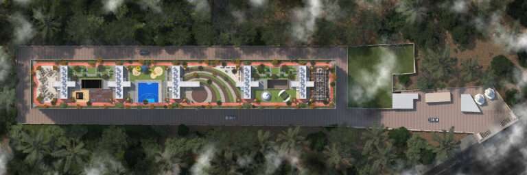 Luxury amenities at Panoreeva Chinchwad including landscaped open spaces, clubhouse, and lifestyle areas for 3 BHK apartment residents.